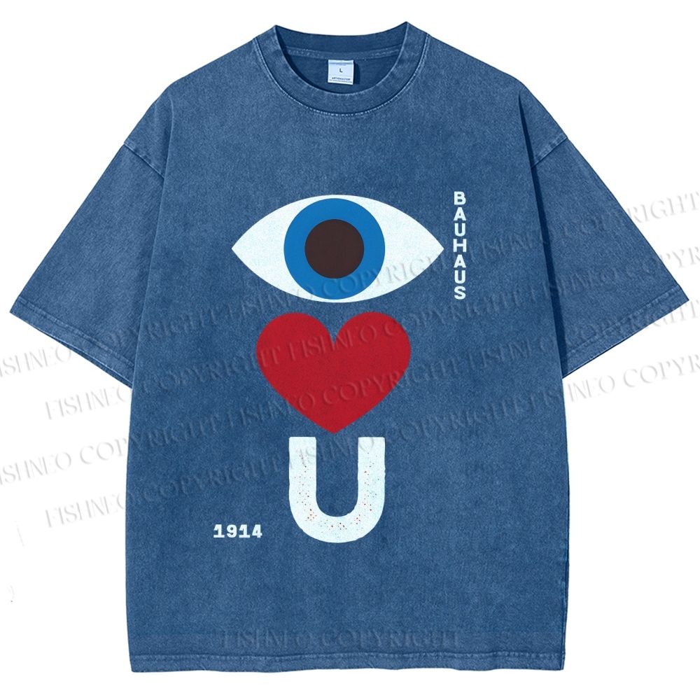 Unisex Bauhaus Valentine's Day Love You Printed Washed Tee