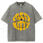 Unisex Pretty Kitty Cat Printed Washed Tee