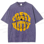 Unisex Pretty Kitty Cat Printed Washed Tee