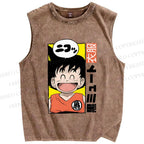 Unisex Son Goku Printed Washed Tank Top