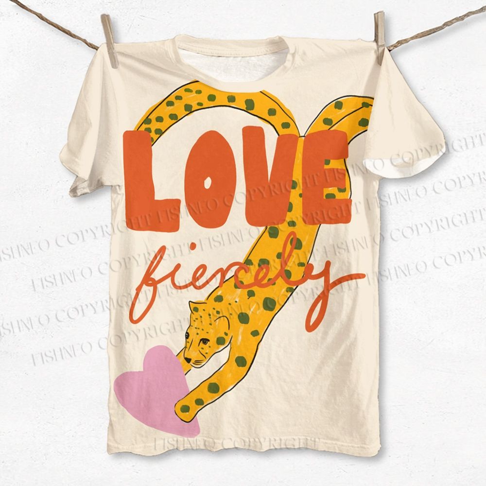 Unisex Funny Panther in Love Printed Classic T-shirt