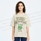 Unisex Grindset Mindset Frog Printed Washed Tee