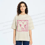 Unisex Heart Printed Washed Tee