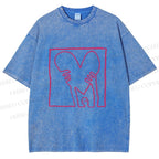 Unisex Heart Printed Washed Tee