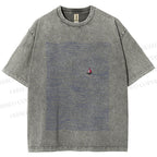 Unisex Small Boat in Wave Printed Washed Tee