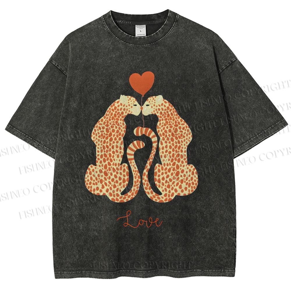 Unisex Valentine's Day Love Printed Washed Tee