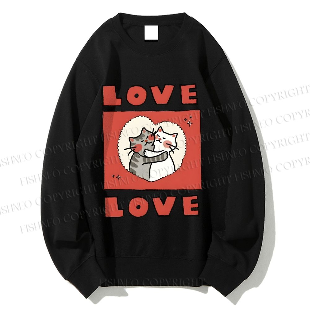 Unisex Love Cat Printed Sweatshirt