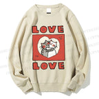 Unisex Love Cat Printed Sweatshirt