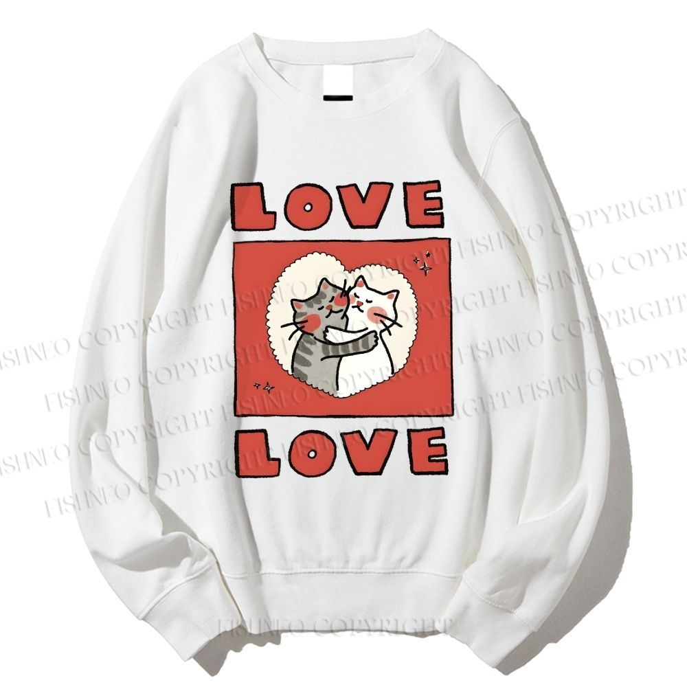 Unisex Love Cat Printed Sweatshirt