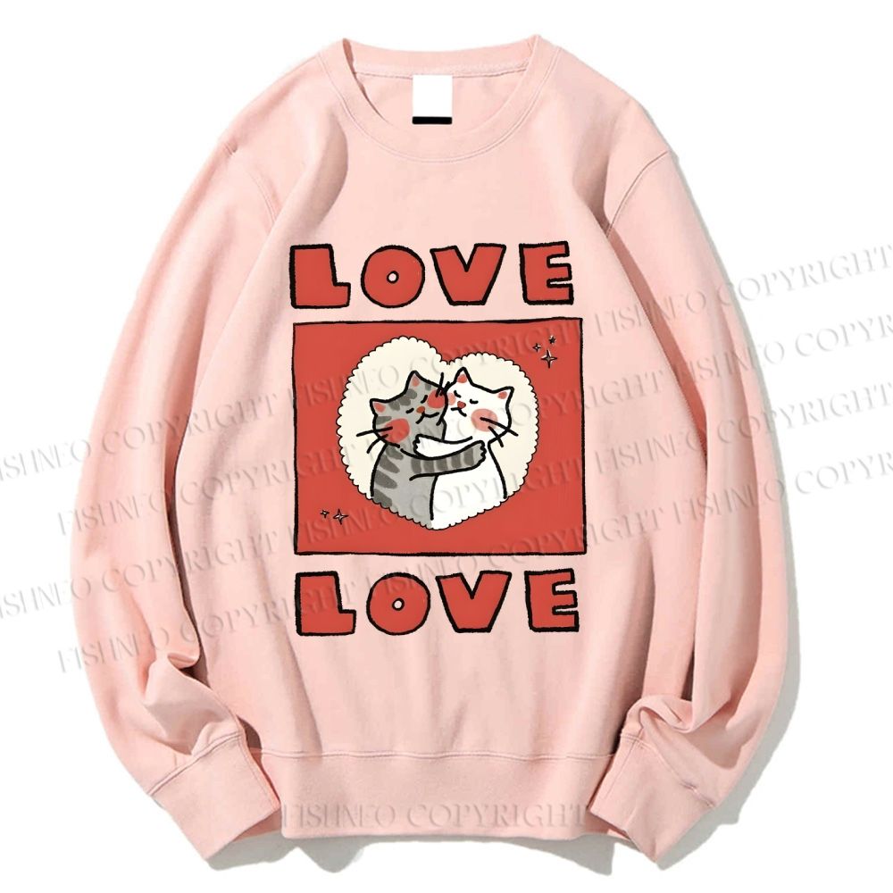 Unisex Love Cat Printed Sweatshirt
