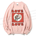 Unisex Love Cat Printed Sweatshirt