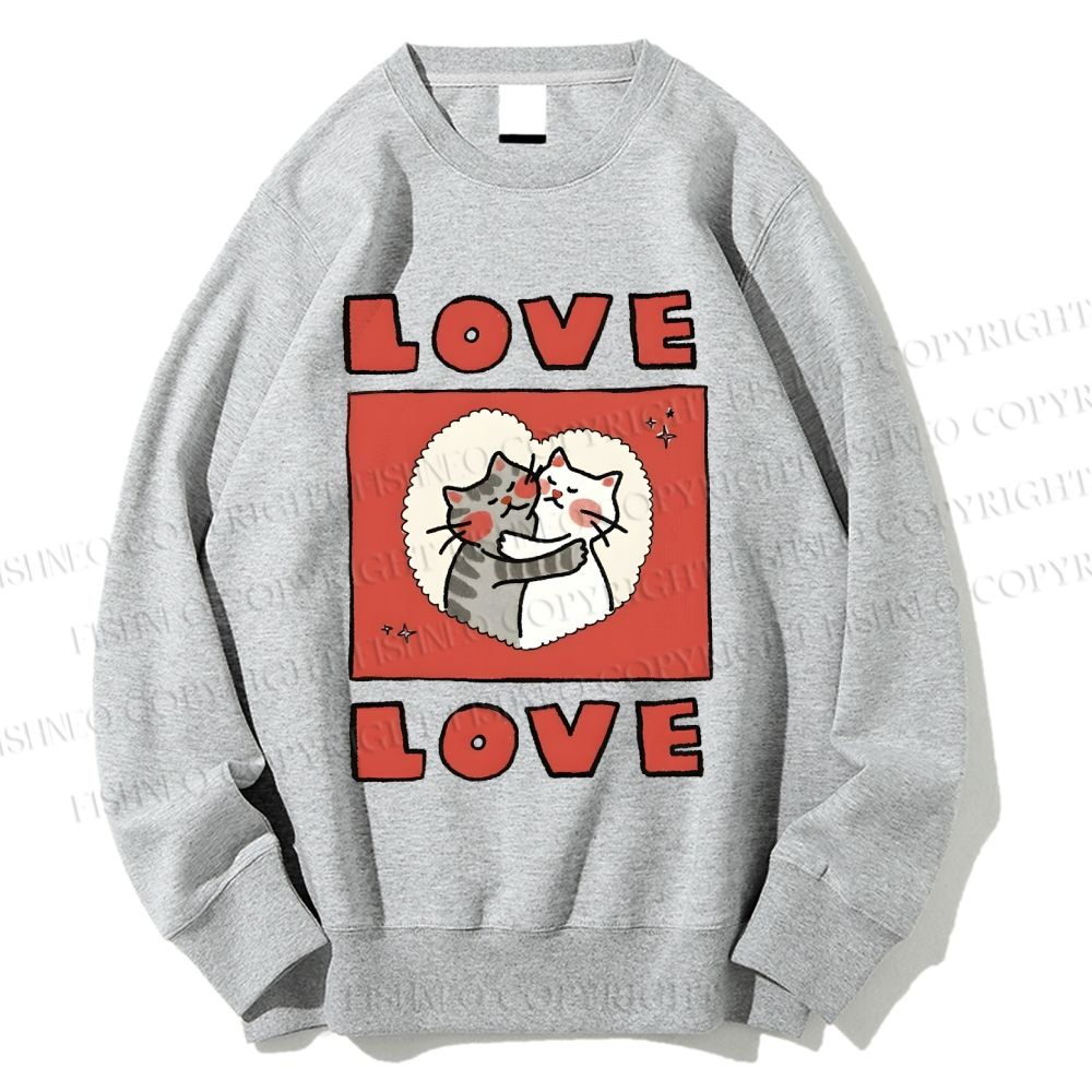 Unisex Love Cat Printed Sweatshirt