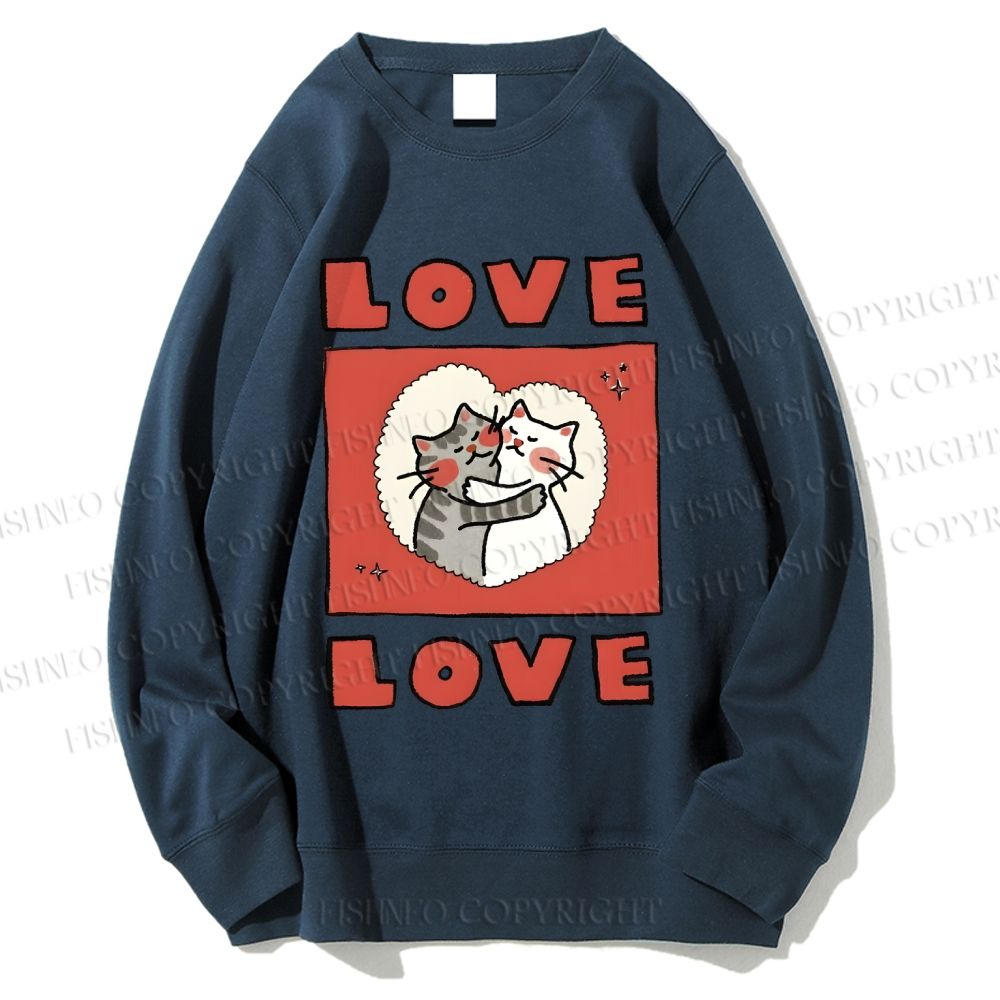 Unisex Love Cat Printed Sweatshirt