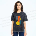 Unisex Bauhaus Colored Geometry Printed Washed Tee