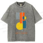 Unisex Bauhaus Colored Geometry Printed Washed Tee