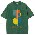 Unisex Bauhaus Colored Geometry Printed Washed Tee