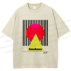Unisex Bauhaus Colored Geometry Printed Washed Tee