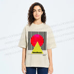 Unisex Bauhaus Colored Geometry Printed Washed Tee