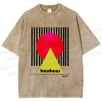 Unisex Bauhaus Colored Geometry Printed Washed Tee