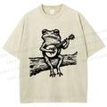 Unisex Banjo Frog Printed Washed Tee