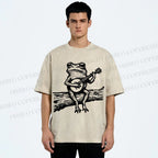 Unisex Banjo Frog Printed Washed Tee