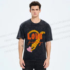 Unisex Funny Panther in Love Printed Washed Tee