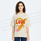 Unisex Funny Panther in Love Printed Washed Tee
