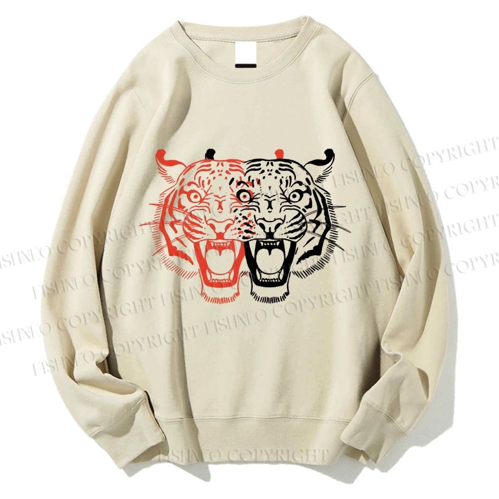 Unisex Patchwork Tiger Printed Sweatshirt