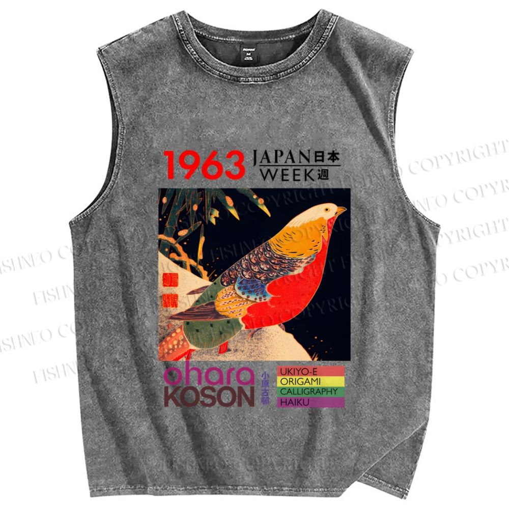 Unisex Golden Pheasant Japan Week Printed Washed Tank Top