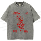 Unisex Yayoi Kusama Panther With Heart Printed Washed Tee