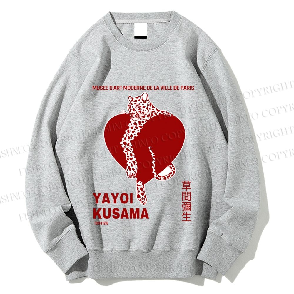 Unisex Yayoi Kusama Panther With Heart Printed Sweatshirt