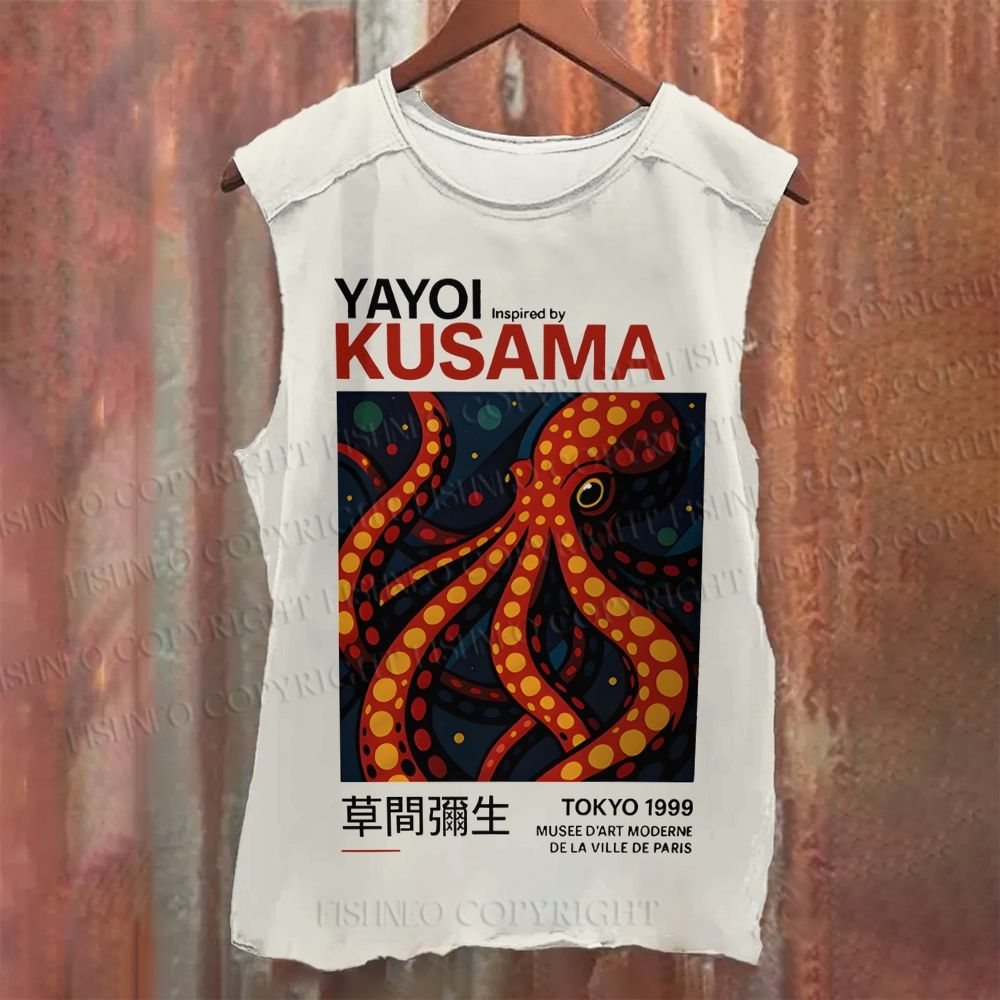 Unisex Casual Yayoi Kusama Octopus Printed Tank Top