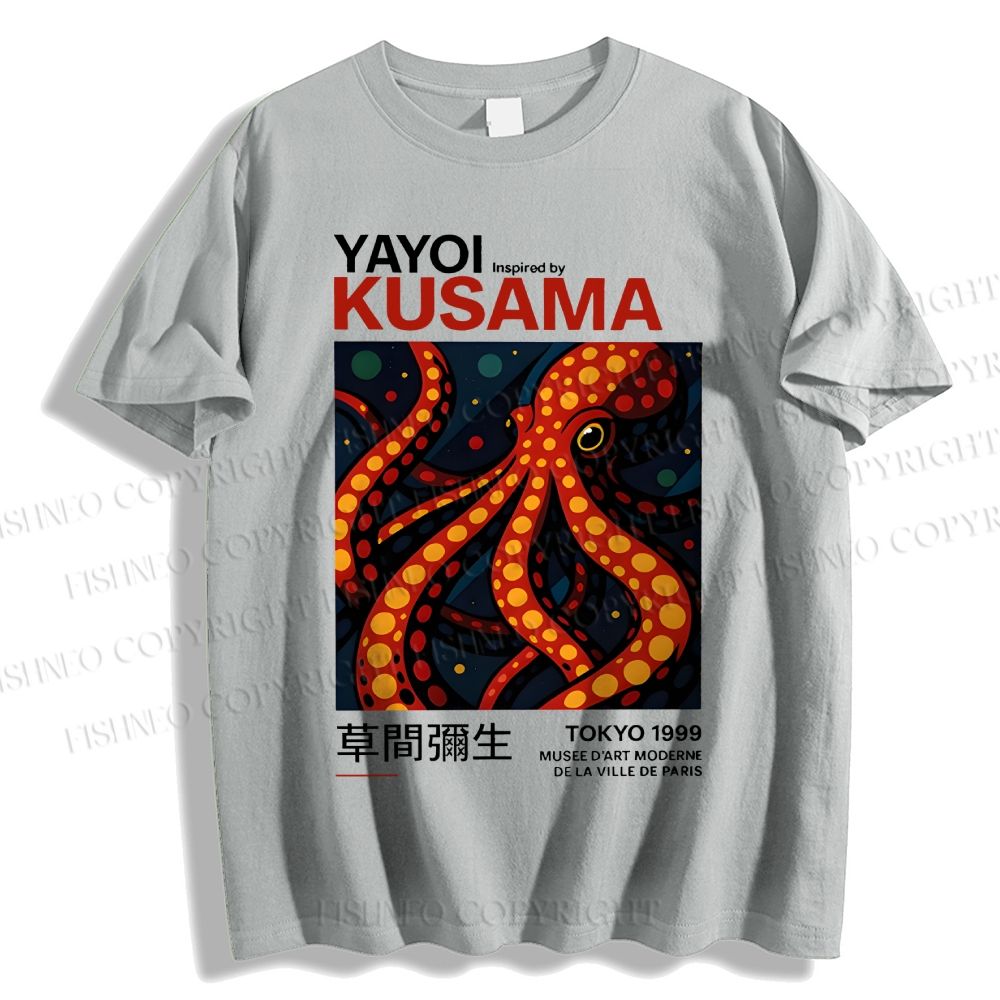 Unisex Classic Cotton Yayoi Kusama Octopus Printed T-shirt