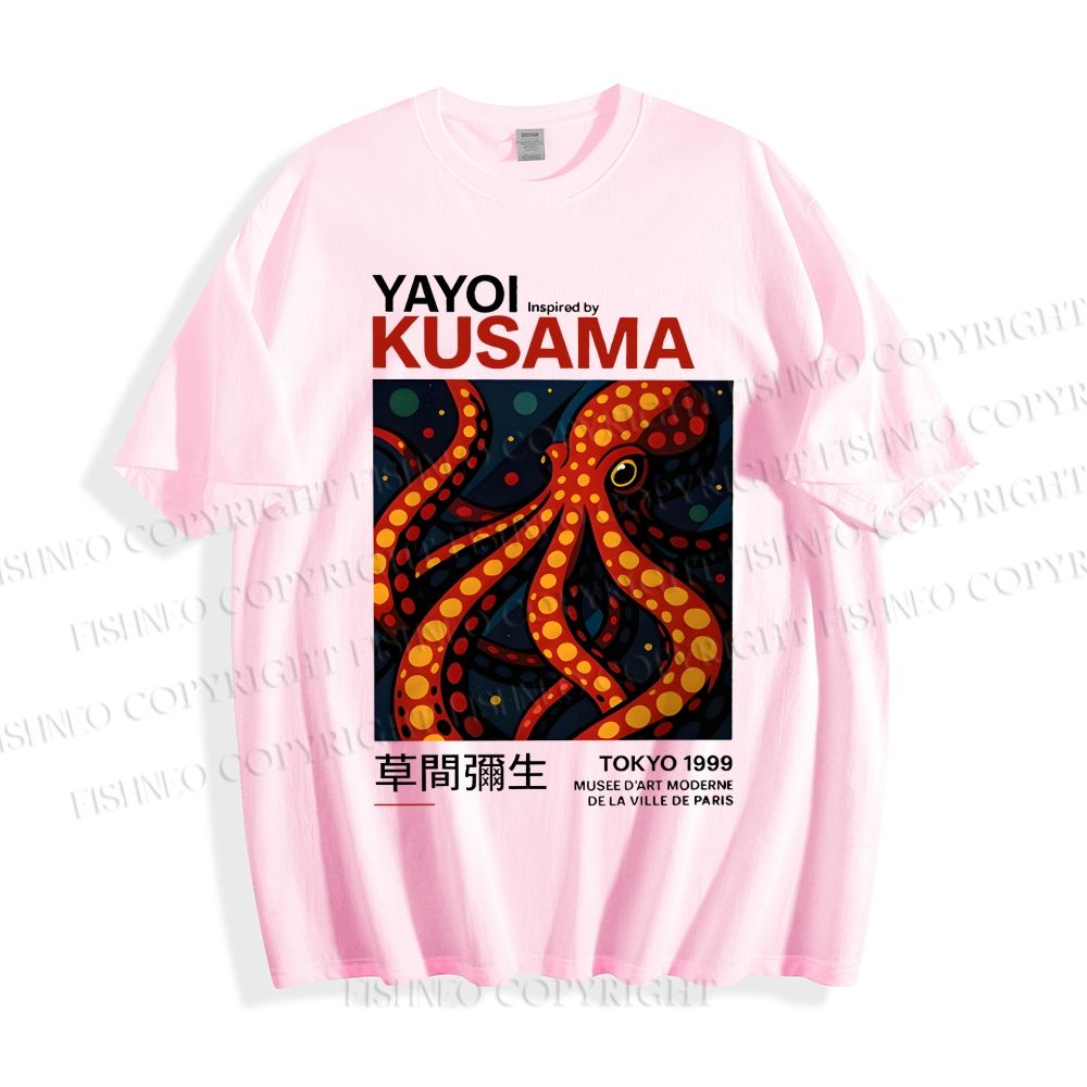 Unisex Classic Cotton Yayoi Kusama Octopus Printed T-shirt