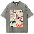 Unisex Yayoi Kusama Butterflies Printed Washed Tee