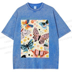 Unisex Yayoi Kusama Butterflies Printed Washed Tee