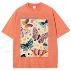 Unisex Yayoi Kusama Butterflies Printed Washed Tee