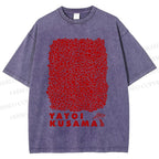 Unisex Yayoi Kusama Mushroom With Dots Printed Washed Tee