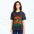Unisex Yayoi Kusama Mushroom Printed Washed Tee