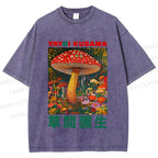 Unisex Yayoi Kusama Mushroom Printed Washed Tee