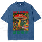 Unisex Yayoi Kusama Mushroom Printed Washed Tee