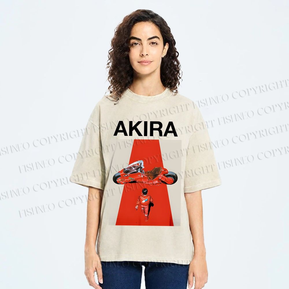 Unisex Akira Shotaro Kaneda Printed Washed Tee