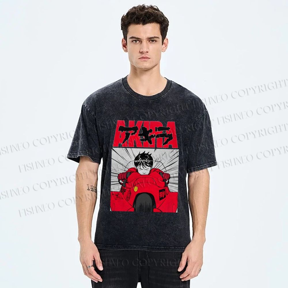 Unisex Akira Shotaro Kaneda Printed Washed Tee