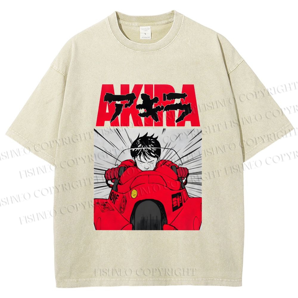 Unisex Akira Shotaro Kaneda Printed Washed Tee