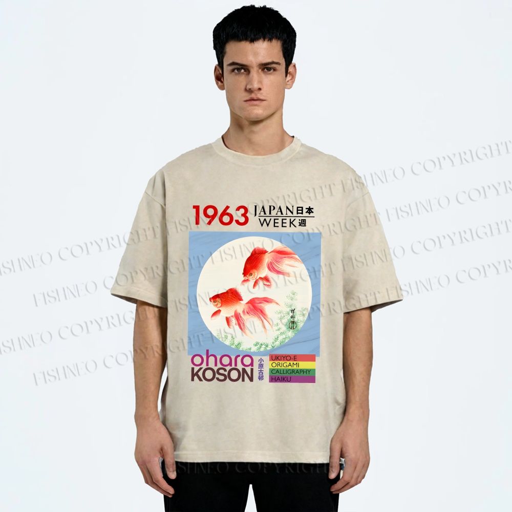 Unisex Goldfish Japan Week Printed Washed Tee