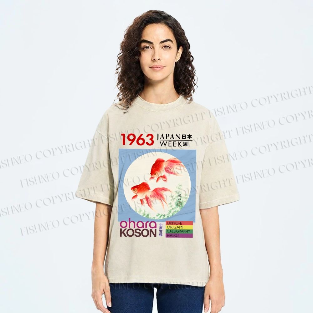 Unisex Goldfish Japan Week Printed Washed Tee