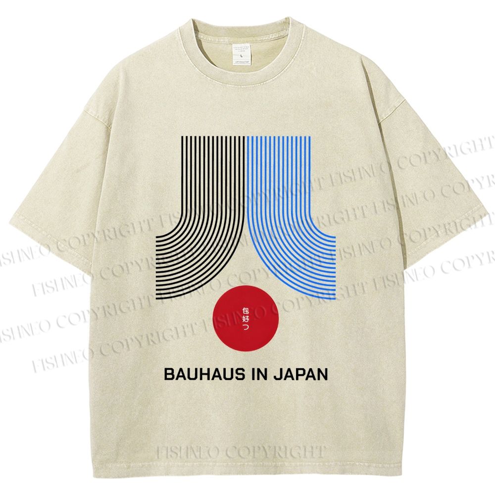 Unisex Bauhaus In Japan Lines Printed Washed Tee