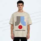 Unisex Bauhaus In Japan Lines Printed Washed Tee