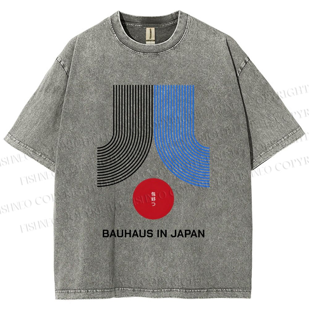 Unisex Bauhaus In Japan Lines Printed Washed Tee