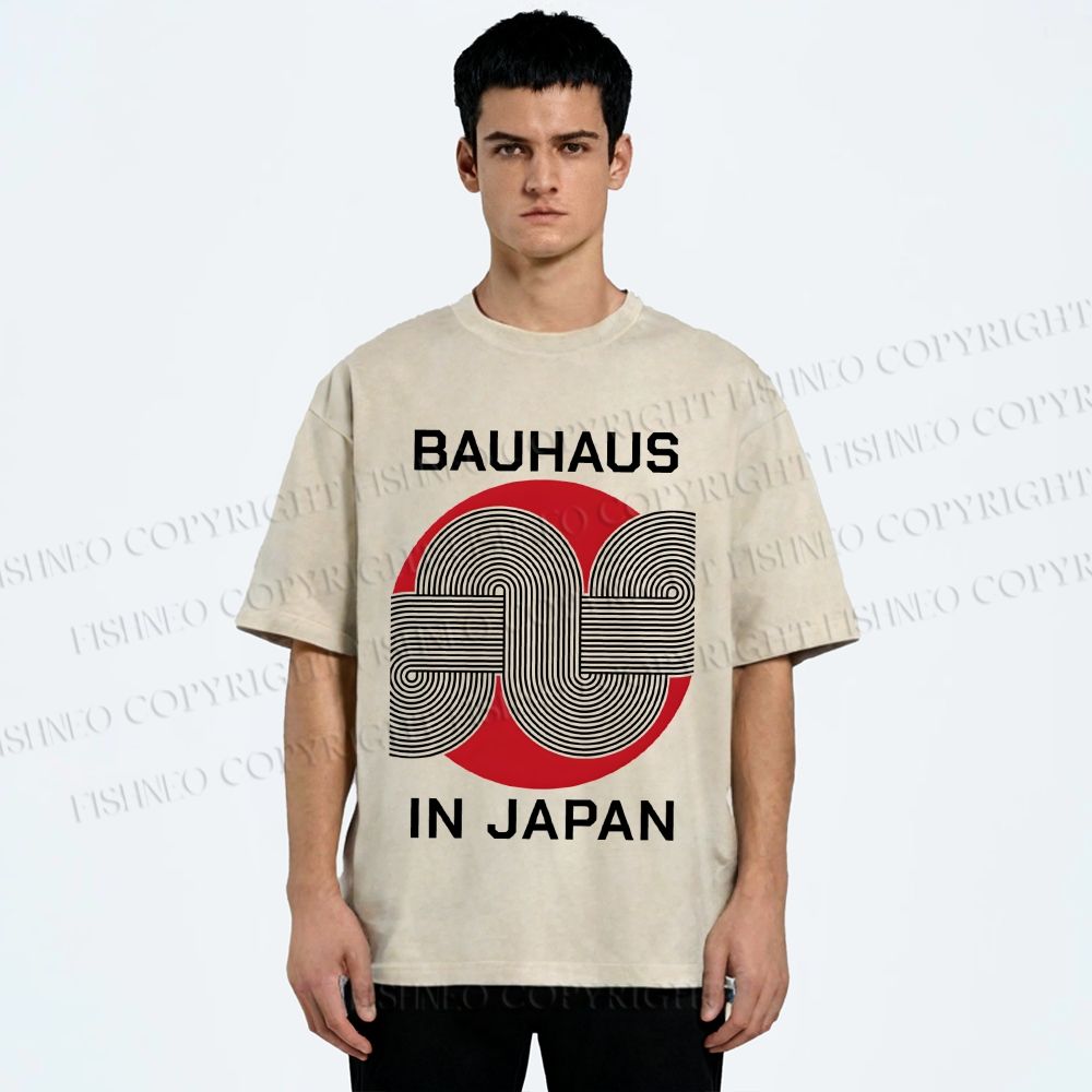 Unisex Bauhaus In Japan Lines Printed Washed Tee